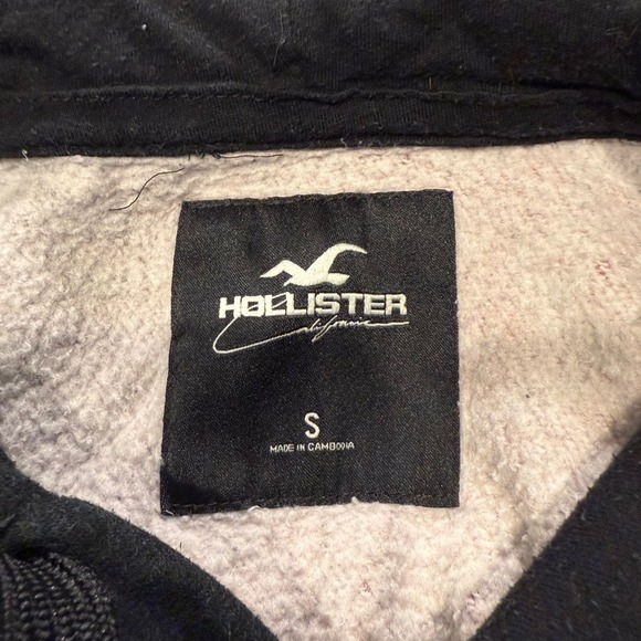 Hollister California Mens Hoodie Red Black Color Block Pullover Sweatshirt - Picture 5 of 5